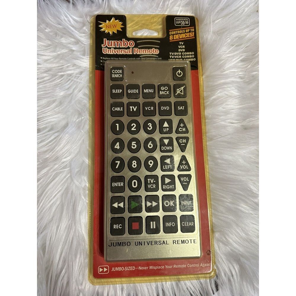 Jumbo Universal Television TV‎ Remote Control Large Button, YK9001 - NEW